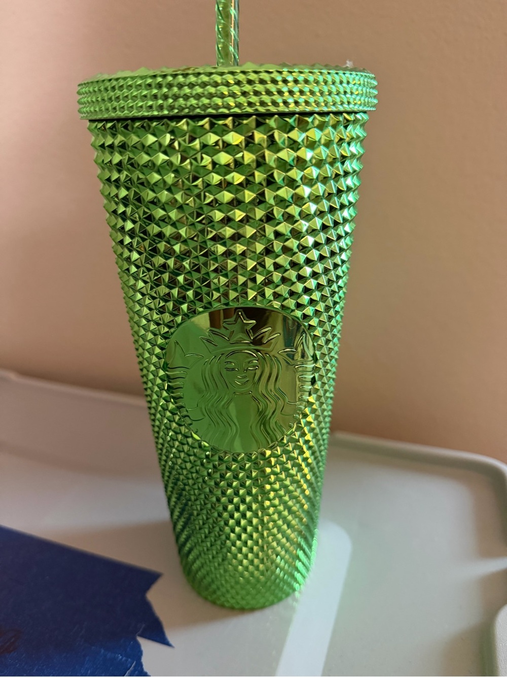 Starbucks Metallic Green Studded Tumbler with Straw